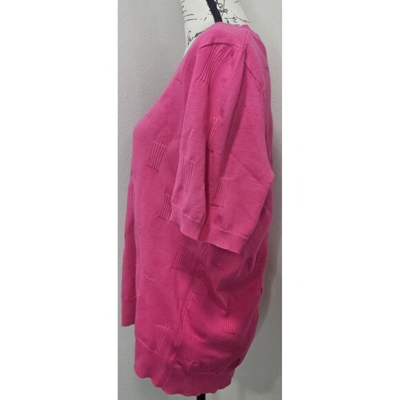 Arach & Cloz Women's Short Sleeve V-Neck Light Textured Sweater Top Pink Size XL - Picture 3 of 11